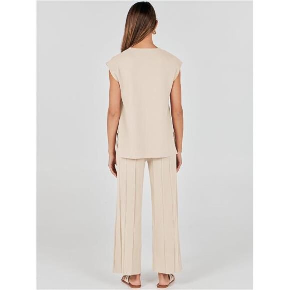 "Trendy Women’s 2-Piece Summer‎ Outfit: Sleeveless Knit Top & Lounge Pants" - Picture 5 of 7